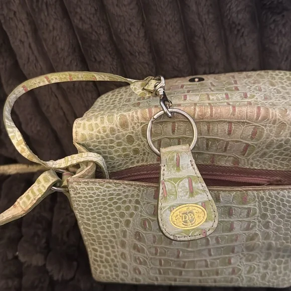 Vintage Dooney & Bourke Purse Orange Canvas Leather Croc Flap Crossbody Bag - Picture 8 of 8